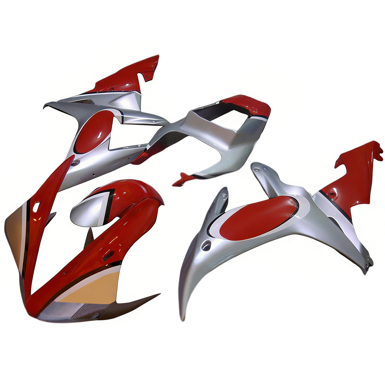 2002-2003 Yamaha YZF R1 Red Silver Fairing Kit