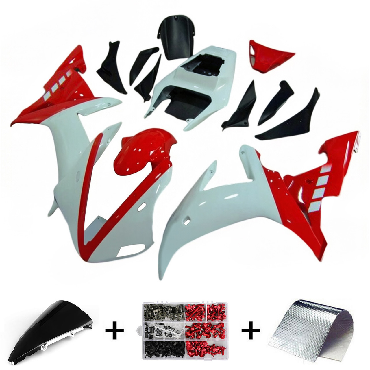 2002-2003 Yamaha YZF R1 Glossy White Red Fairing Kit