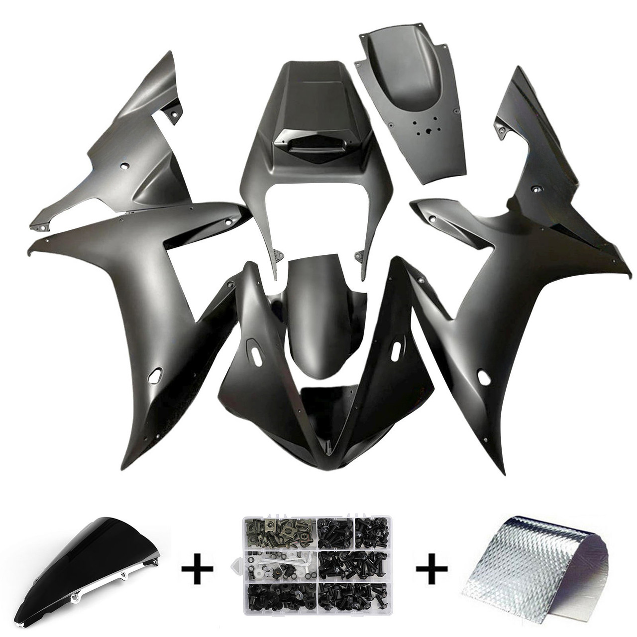 2002-2003 Yamaha YZF R1 Matte Black Blue Fairing Kit