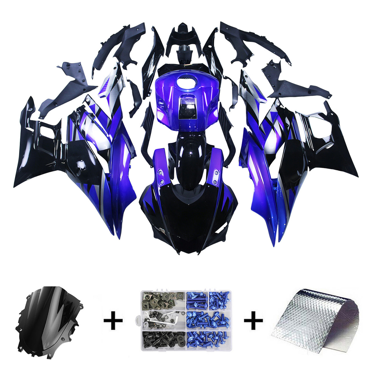 2019-2021 Yamaha YZF-R3 R25 Blue Black Fairing Kit