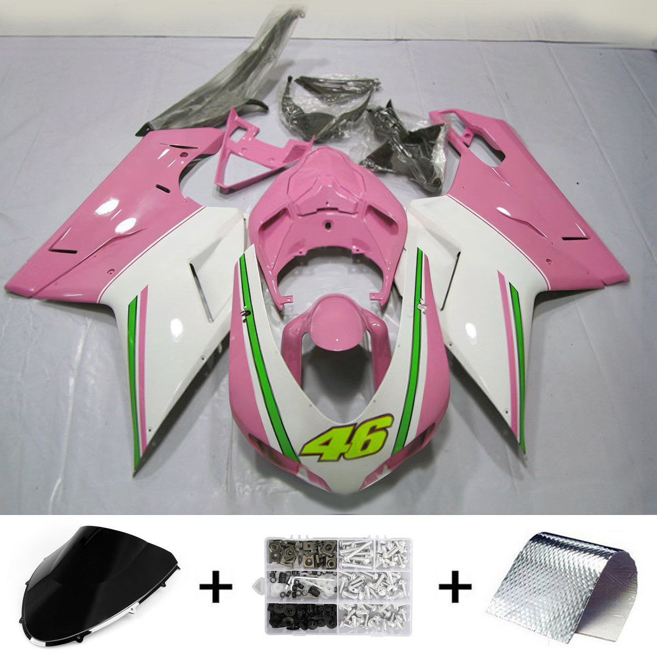 All Years Ducati 1098 1198 848 White Pink Fairing Kit