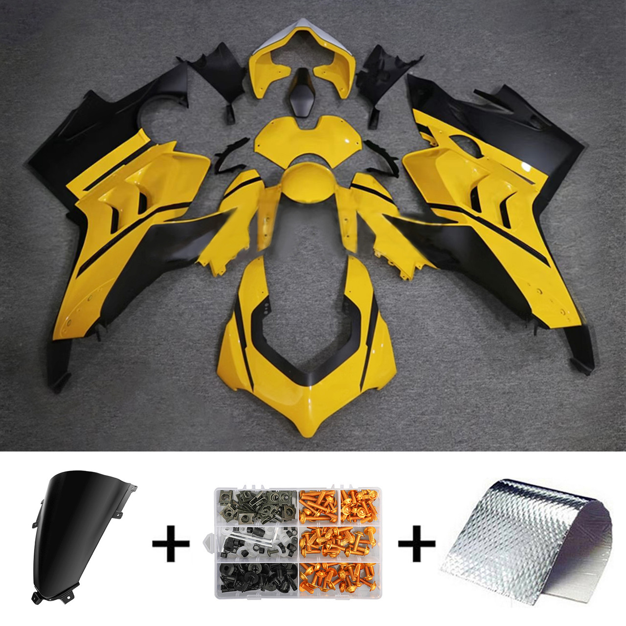 Ducati Panigale 20-21 V4 V4S & 21-22 V4SP & 19-22 V4R Matte Black Yellow Fairing Kit