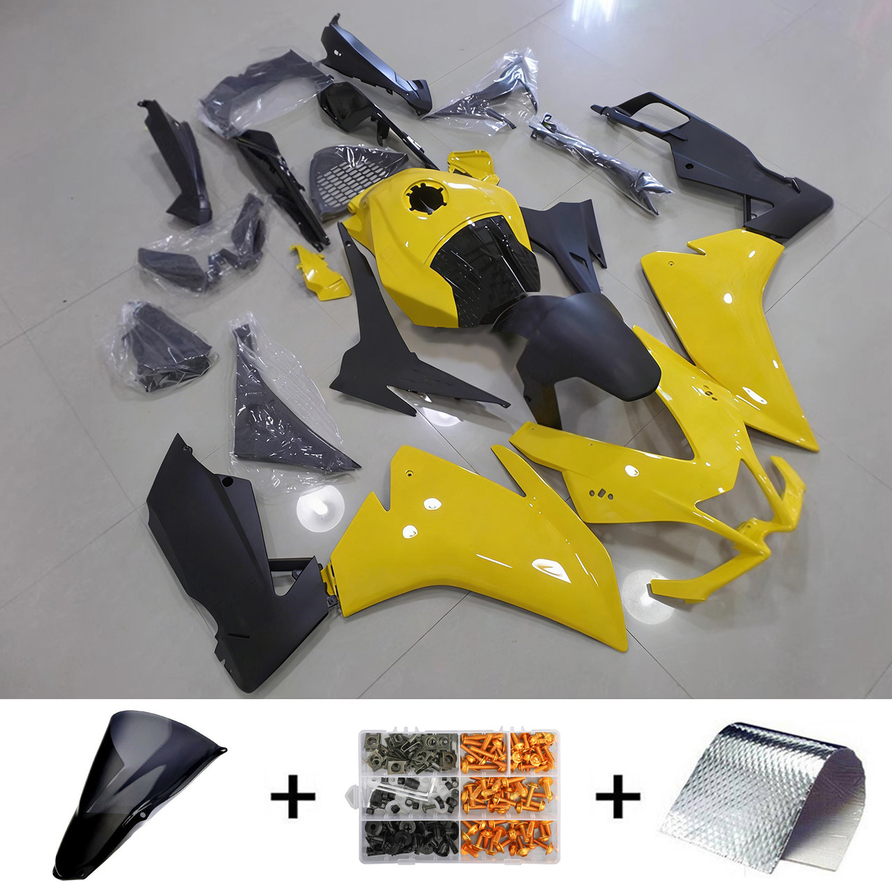 2012-2016 Aprilia RS4 125 50 Black Yellow Fairing Kit