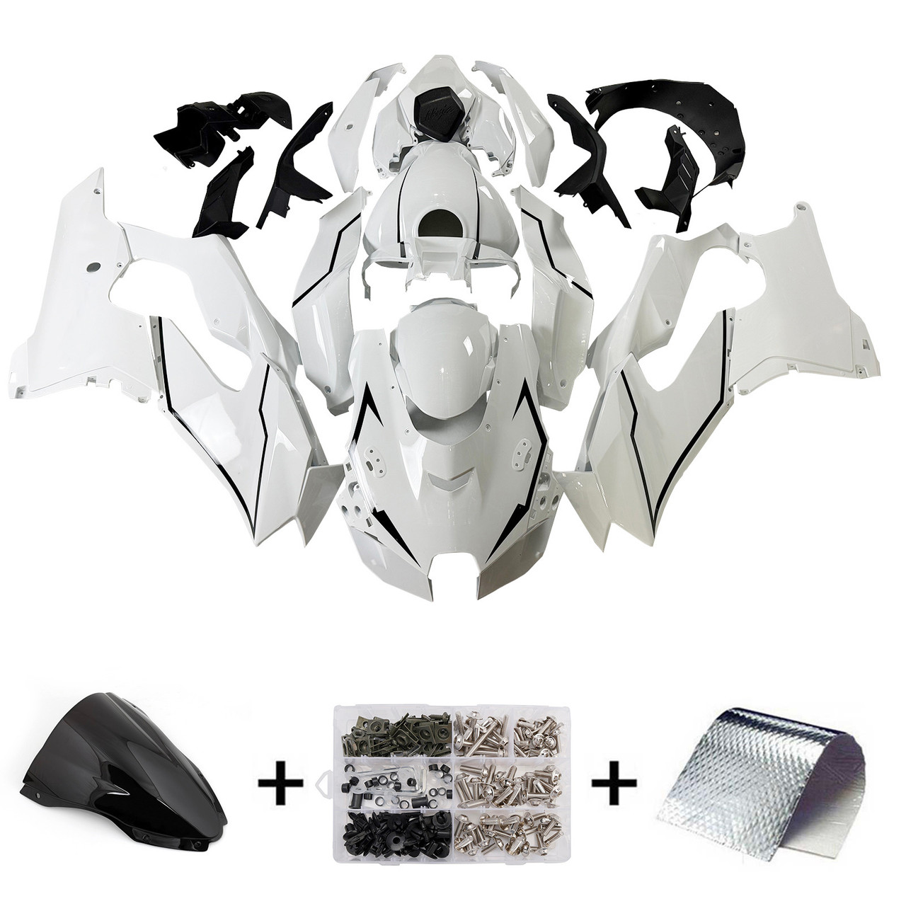 2021-2025 Kawasaki ZX 10RR ZX 10R Black White Fairing Kit - Mad
