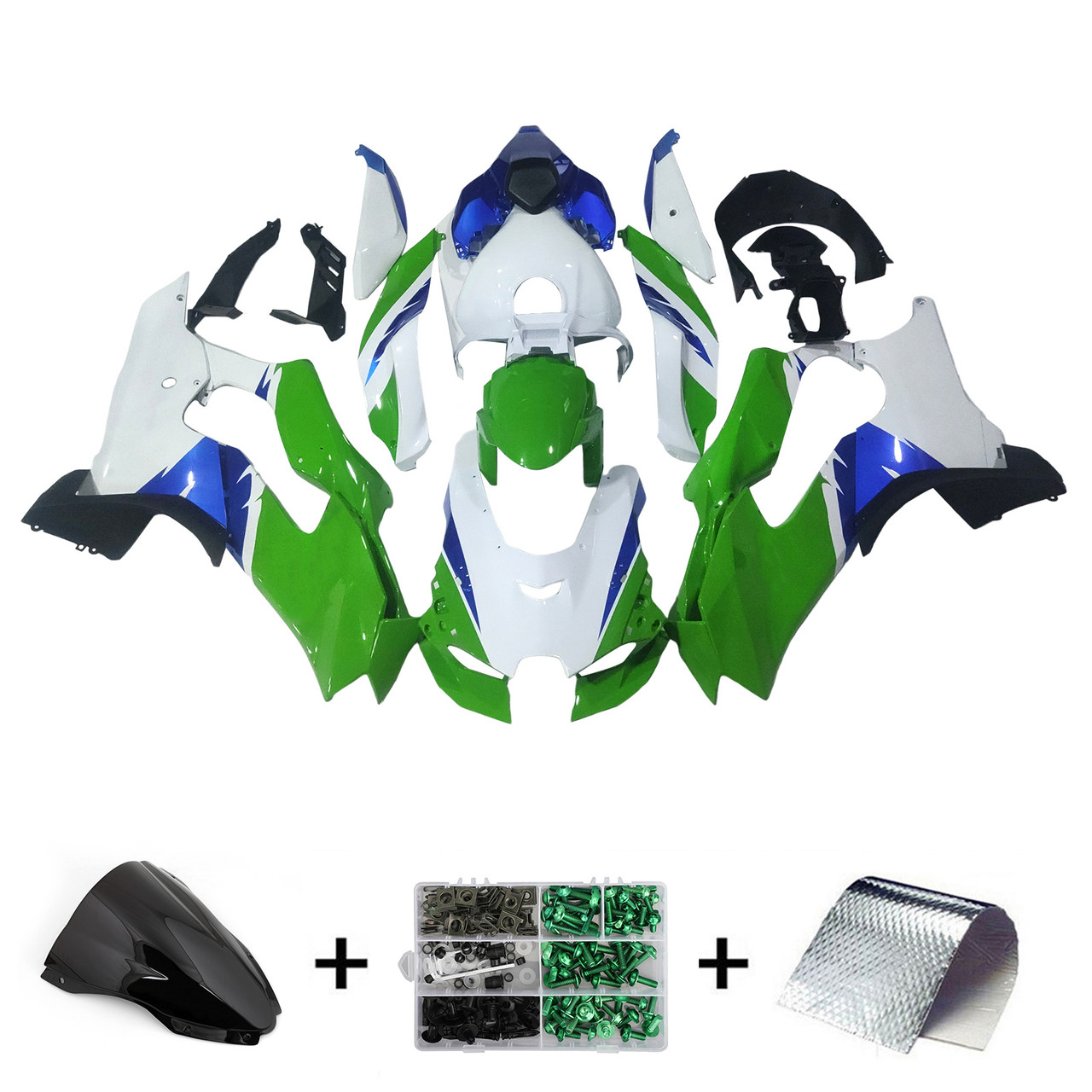 2021-2025 Kawasaki ZX 10RR ZX 10R White Green Blue Fairing Kit