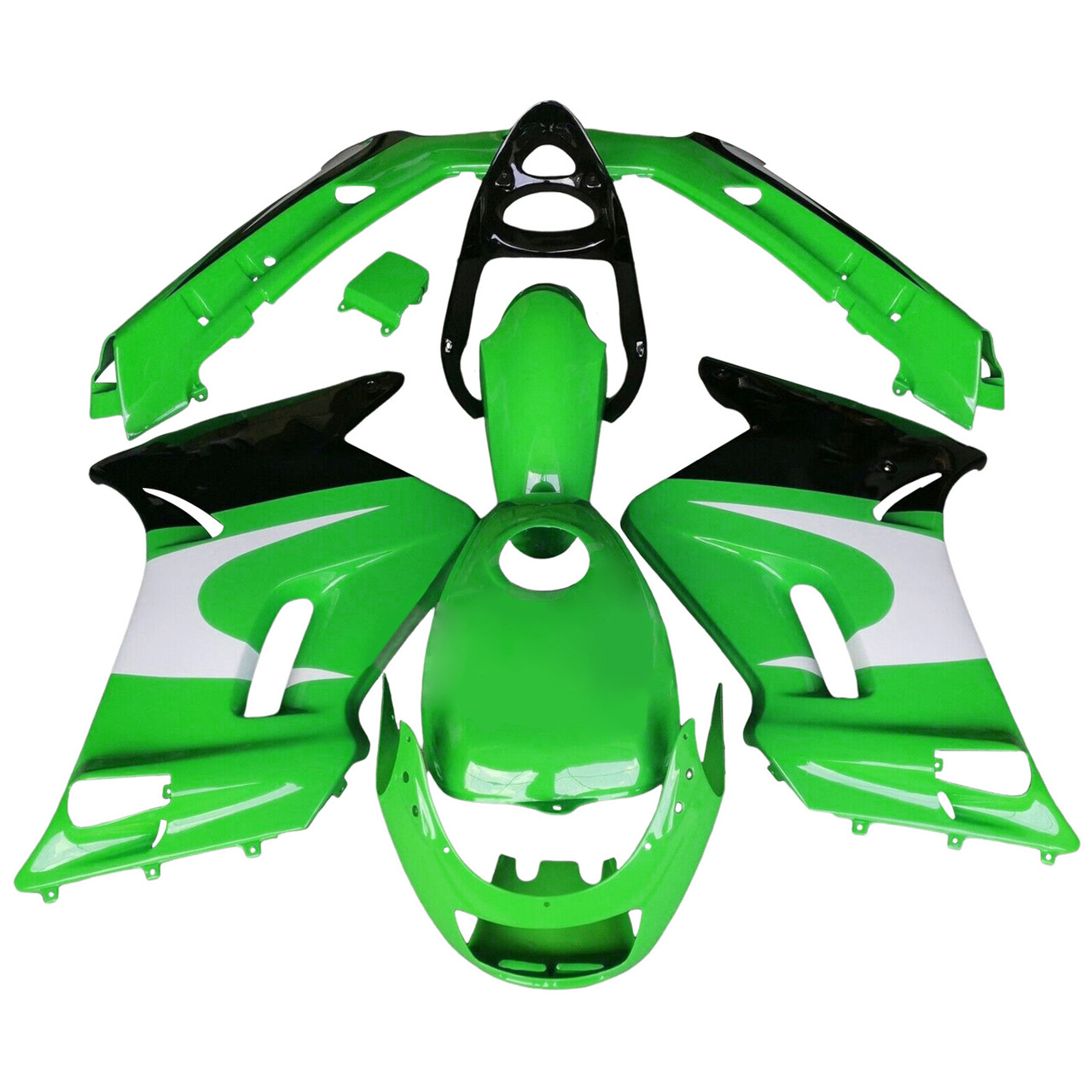 1996-2007 Kawasaki ZZR250 Black Green Fairing Kit - Mad Hornets