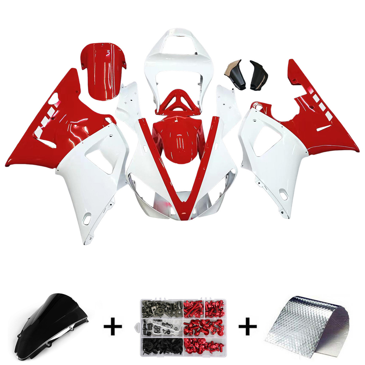 2000-2001 Yamaha YZF 1000 R1 White Red Fairing Kit