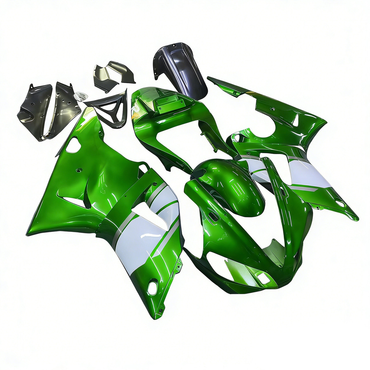 2000-2001 Yamaha YZF 1000 R1 Green White Fairing Kit