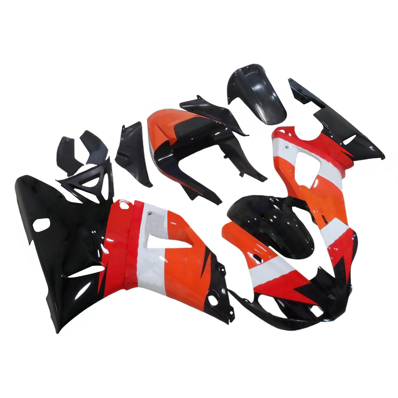 2000-2001 Yamaha YZF 1000 R1 Black White Orange Fairing Kit