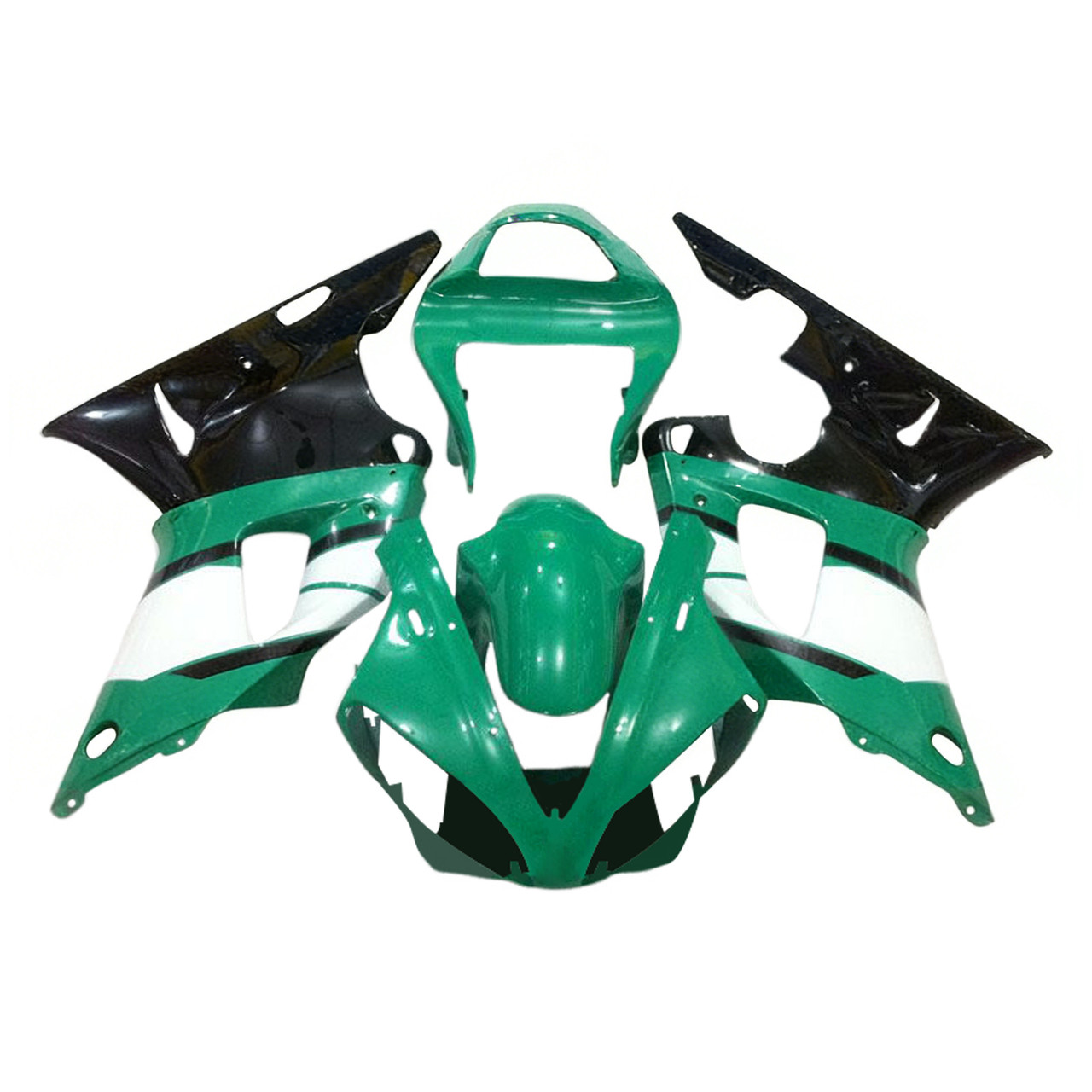 2000-2001 Yamaha YZF 1000 R1 Black Light Green Fairing Kit