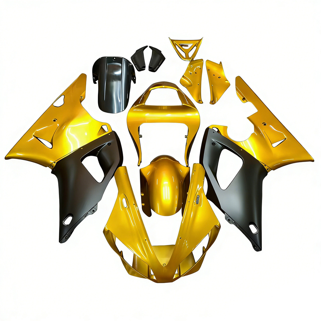 2000-2001 Yamaha YZF 1000 R1 Black Gold Fairing Kit