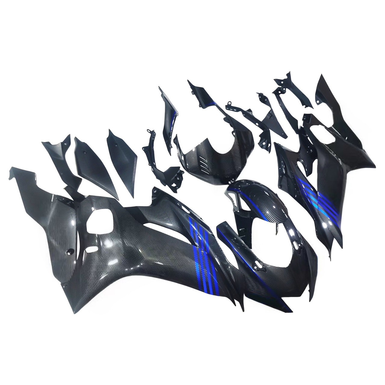 2017-2023 Yamaha YZF R6 Carbon Fiber Black Blue Fairing Kit