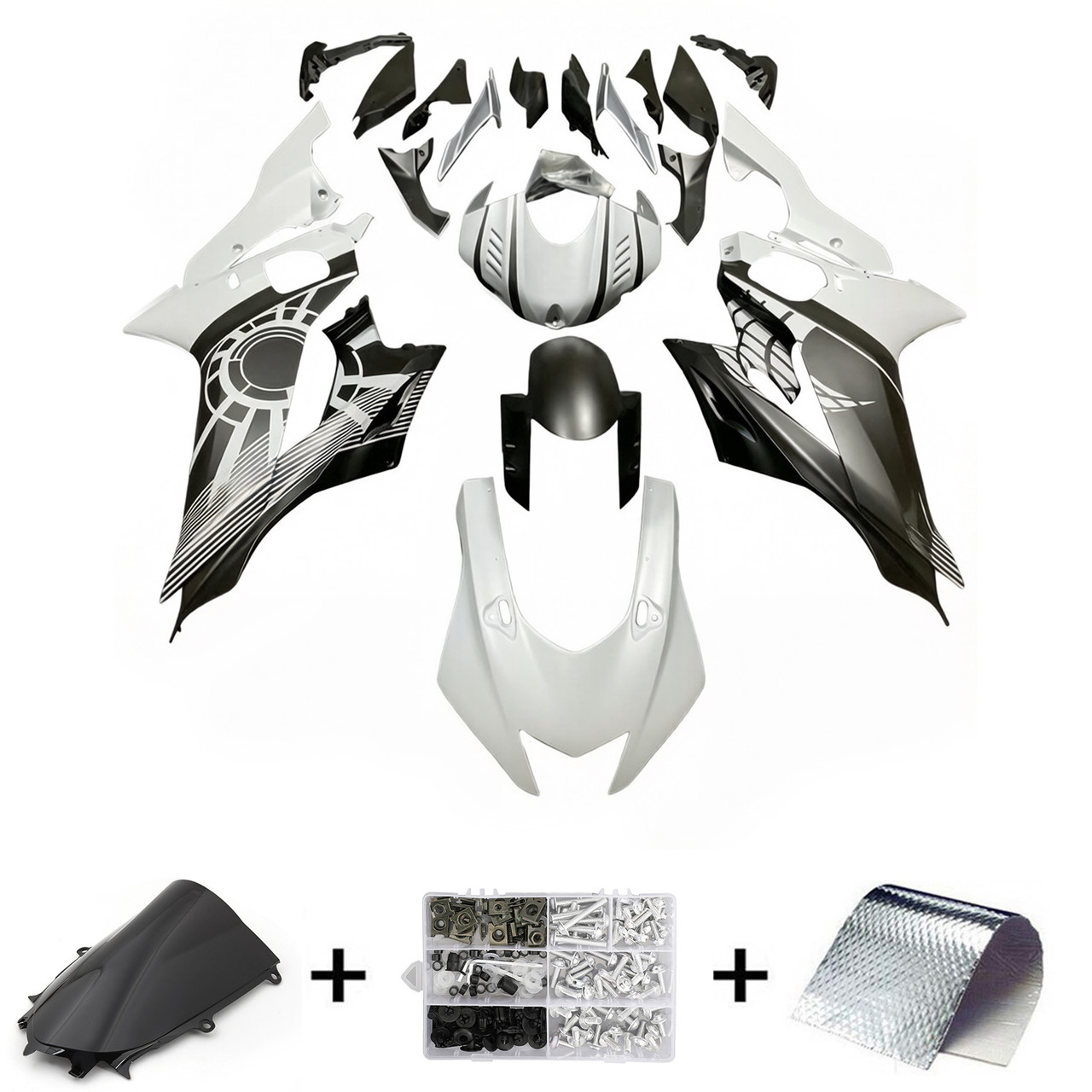 2017-2023 Yamaha YZF R6 Black White Fairing Kit