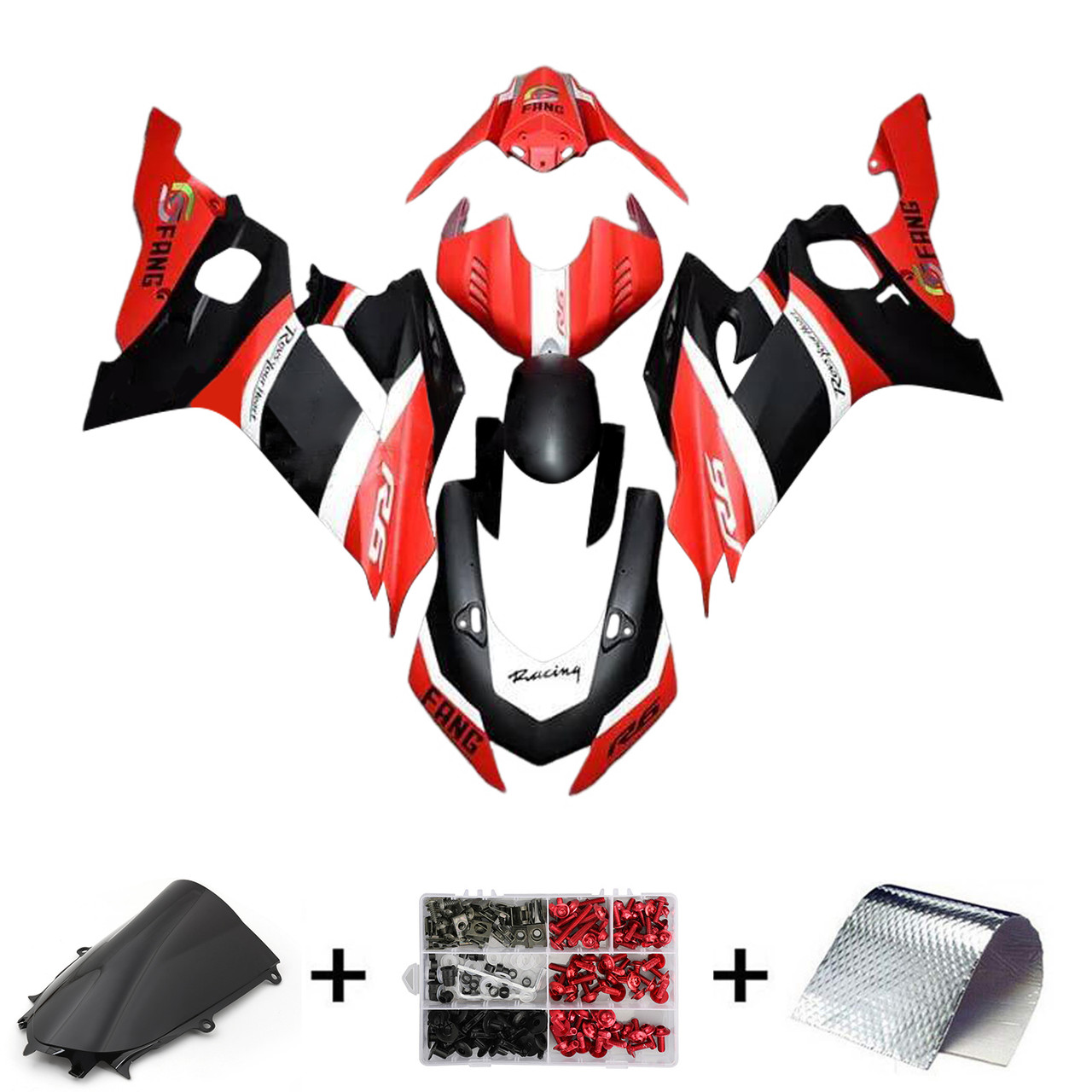 2017-2023 Yamaha YZF R6 Matte Black White Red Fairing Kit - Mad