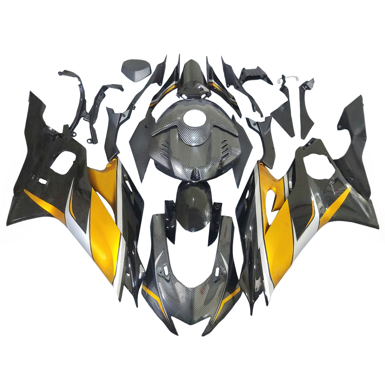 2017-2023 Yamaha YZF R6 Carbon Fiber Gold Black Fairing Kit