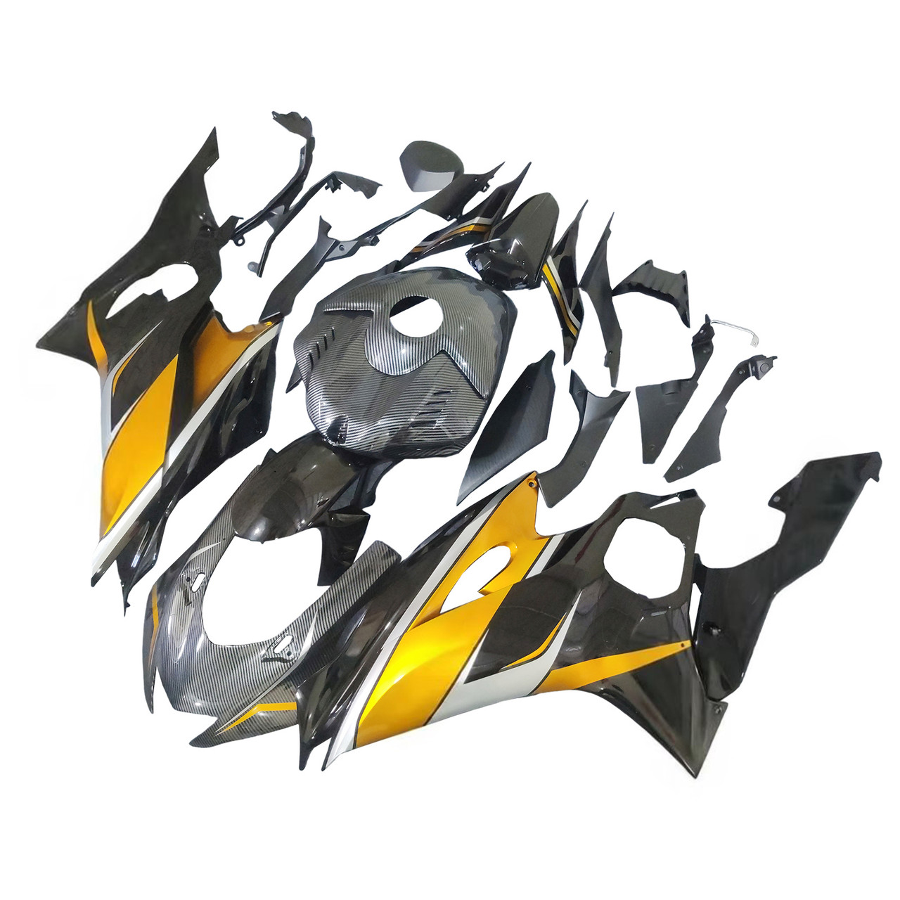 2017-2023 Yamaha YZF R6 Carbon Fiber Gold Black Fairing Kit