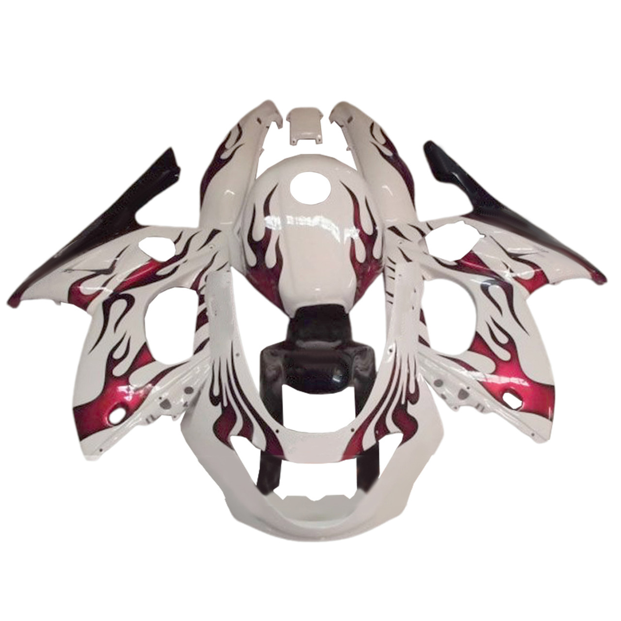 1996-2007 Yamaha YZF 600R Thundercat White Dark Red Fairing Kit