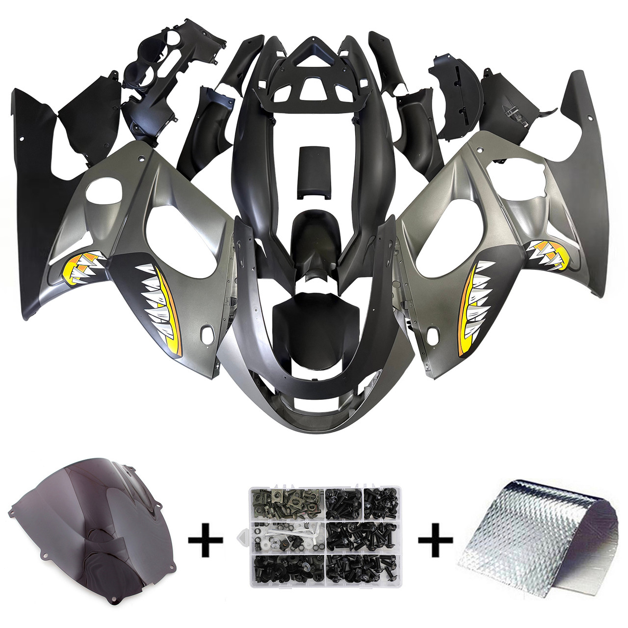 1996-2007 Yamaha YZF 600R Thundercat Matte Grey Black Fairing Kit