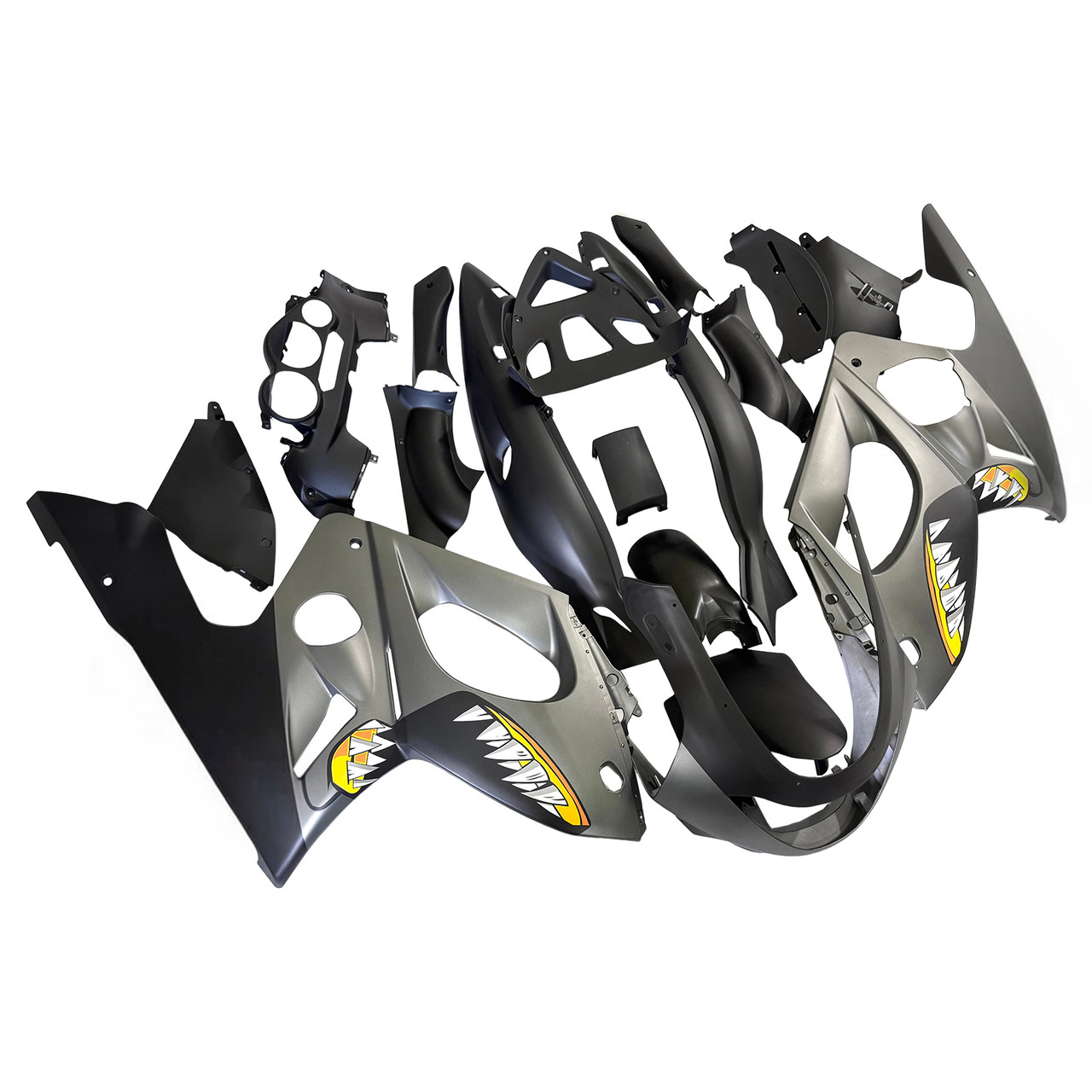 1996-2007 Yamaha YZF 600R Thundercat Matte Grey Black Fairing Kit