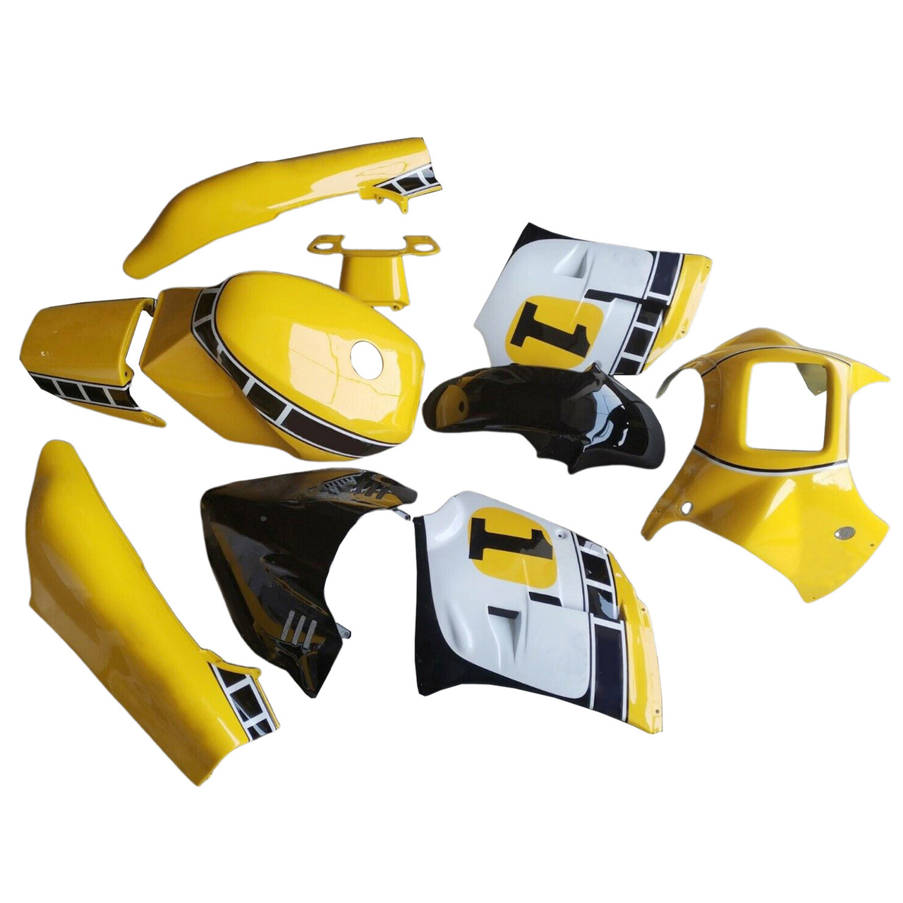 1985-1987 Yamaha RZV500 / RD500 Black White Yellow Fairing Kit