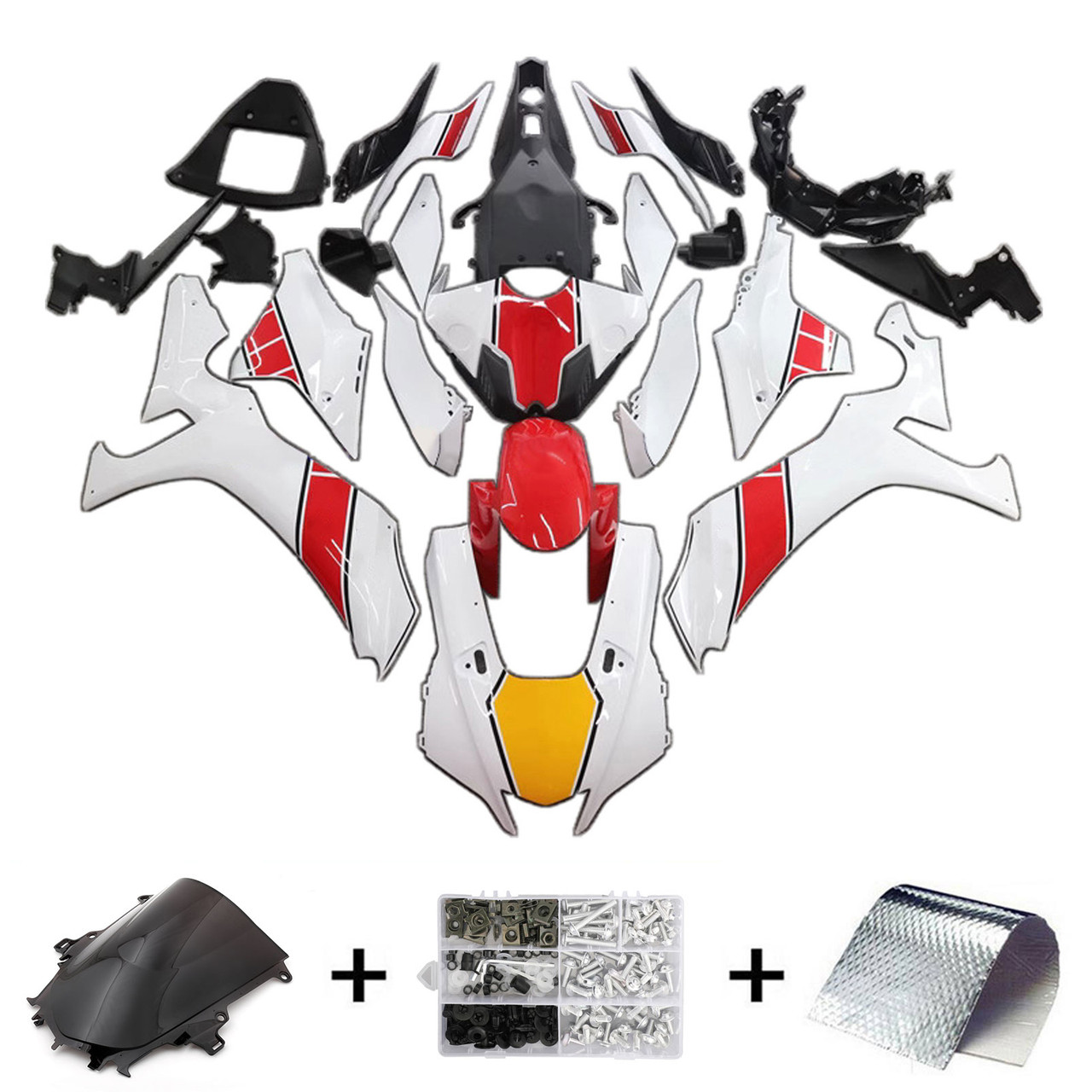 2020-2024 Yamaha YZF R1 White Red Yellow Fairing Kit