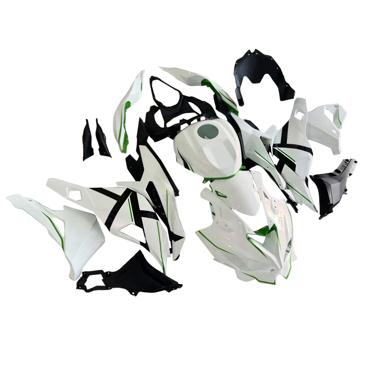 2019-2025 Ninja ZX-25R ZX-4R ZX-4RR Kawasaki White with Green Stripes Fairing Kit