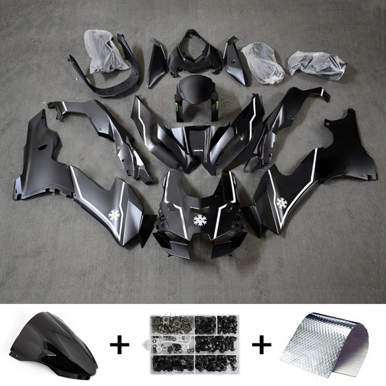 2021-2025 ZX-10R ZX-10RR Kawasaki Black with White Fairing Kit