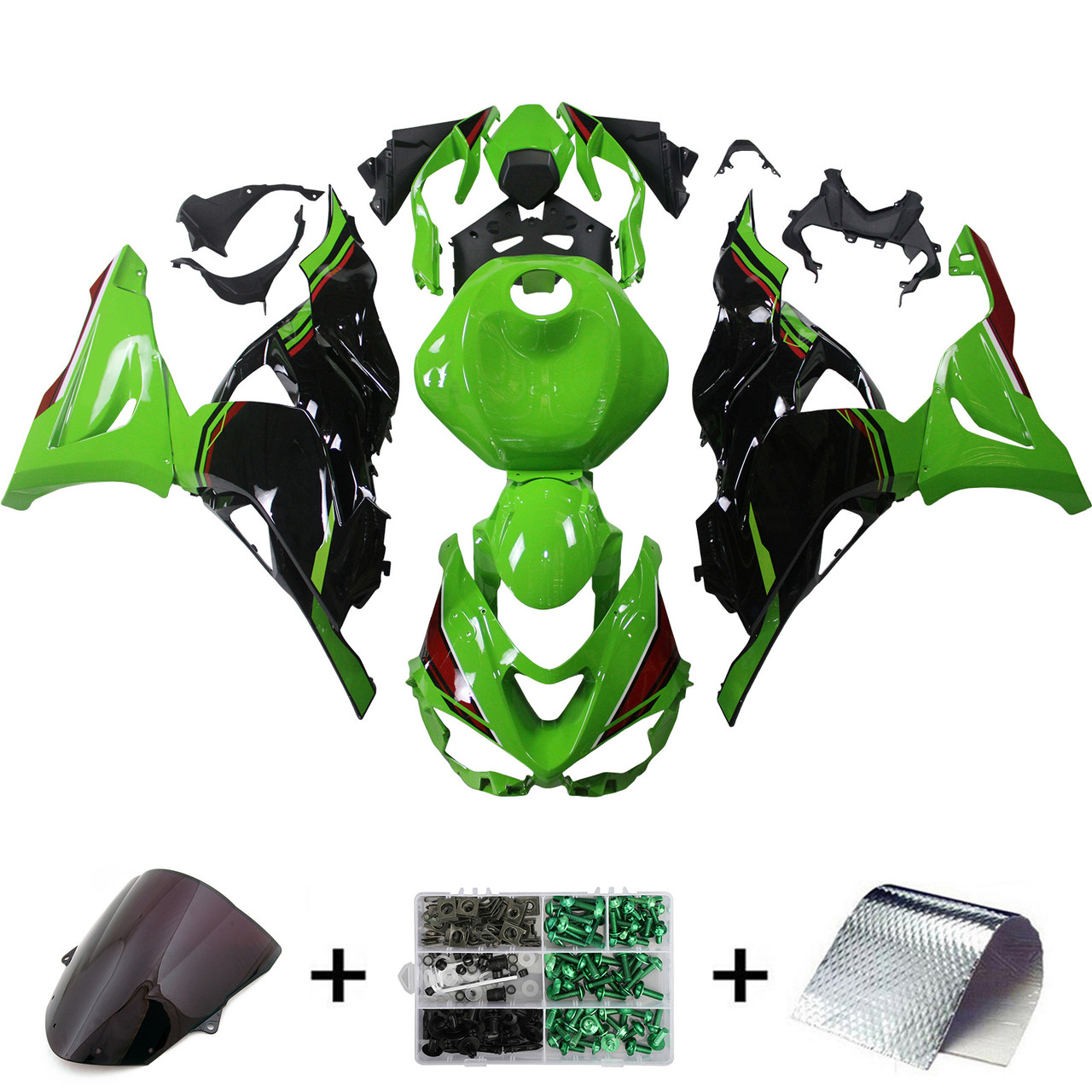 2024-2025 Kawasaki ZX6R Black Green Fairing Kit