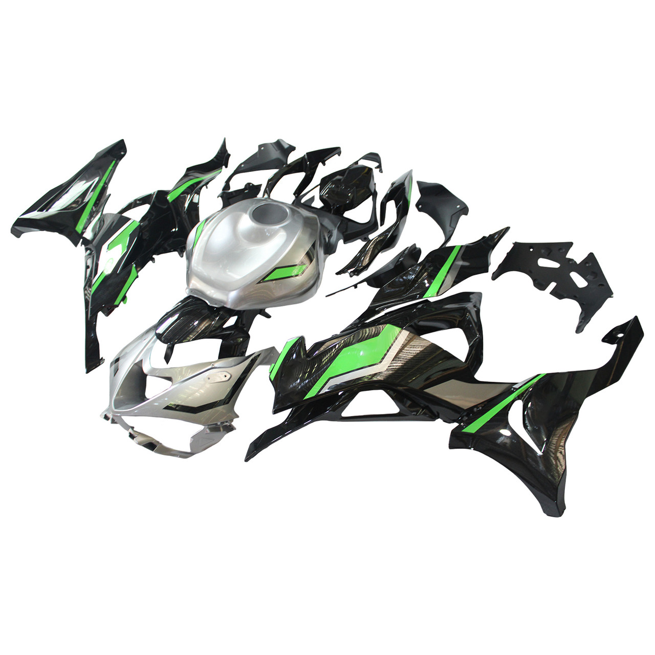 2024-2025 Kawasaki ZX6R Black Grey Green Fairing Kit