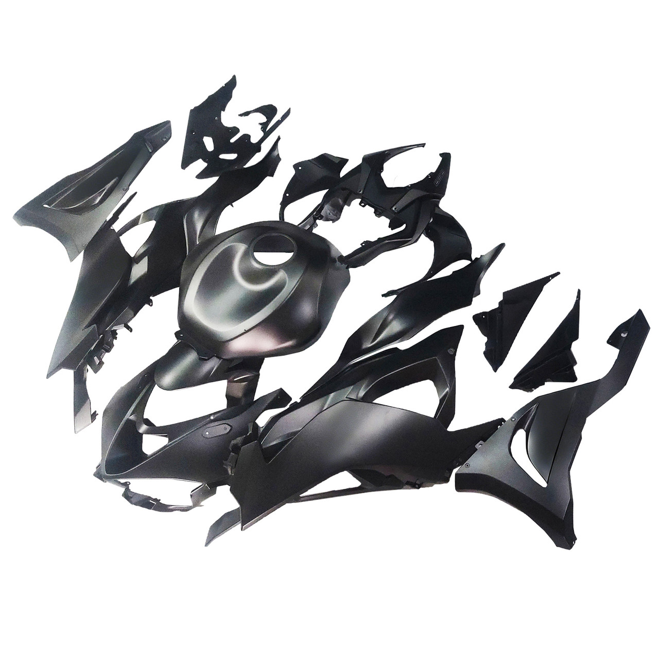 「塗装」まろやか 2024-2025 Kawasaki ZX6R Matte Black Fairing Kit - Mad Hornets