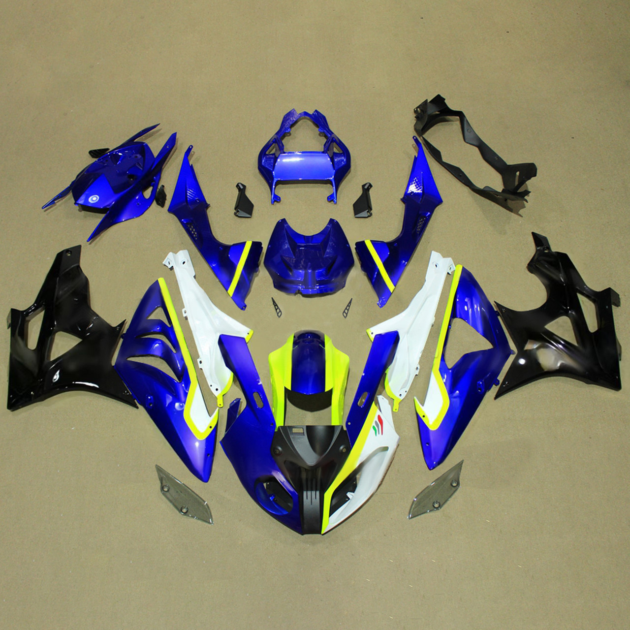 2009-2014 BMW S1000RR Black White Blue Fairing Kit