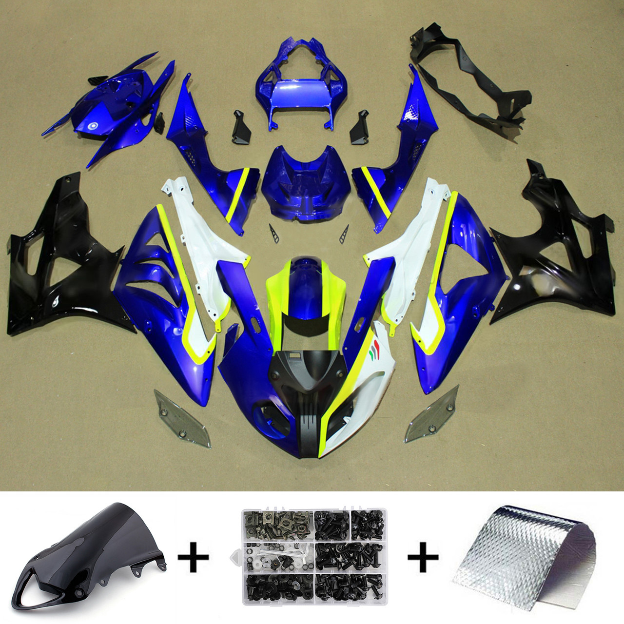 2009-2014 BMW S1000RR Black White Blue Fairing Kit