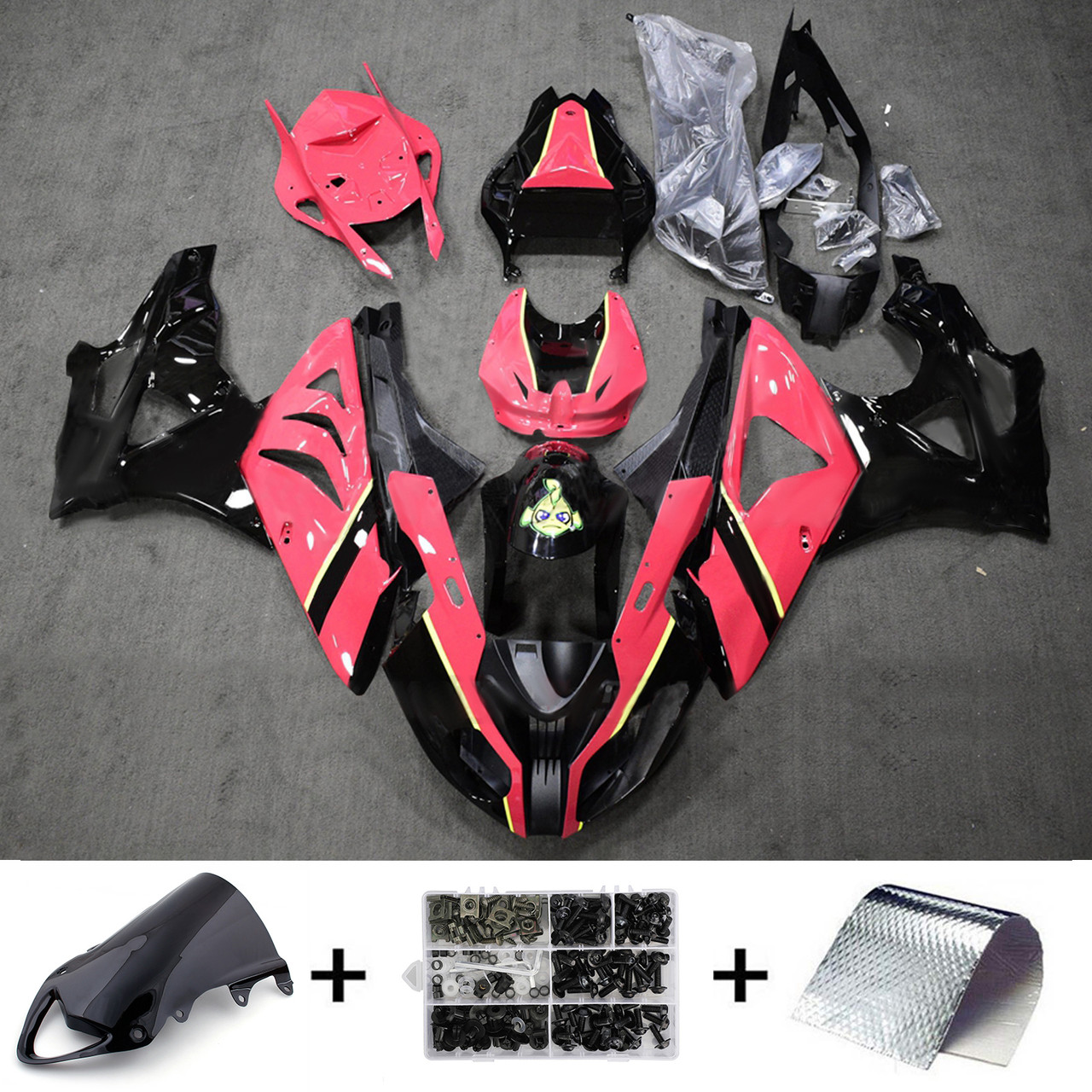 2009-2014 BMW S1000RR Black Pink Fairing Kit