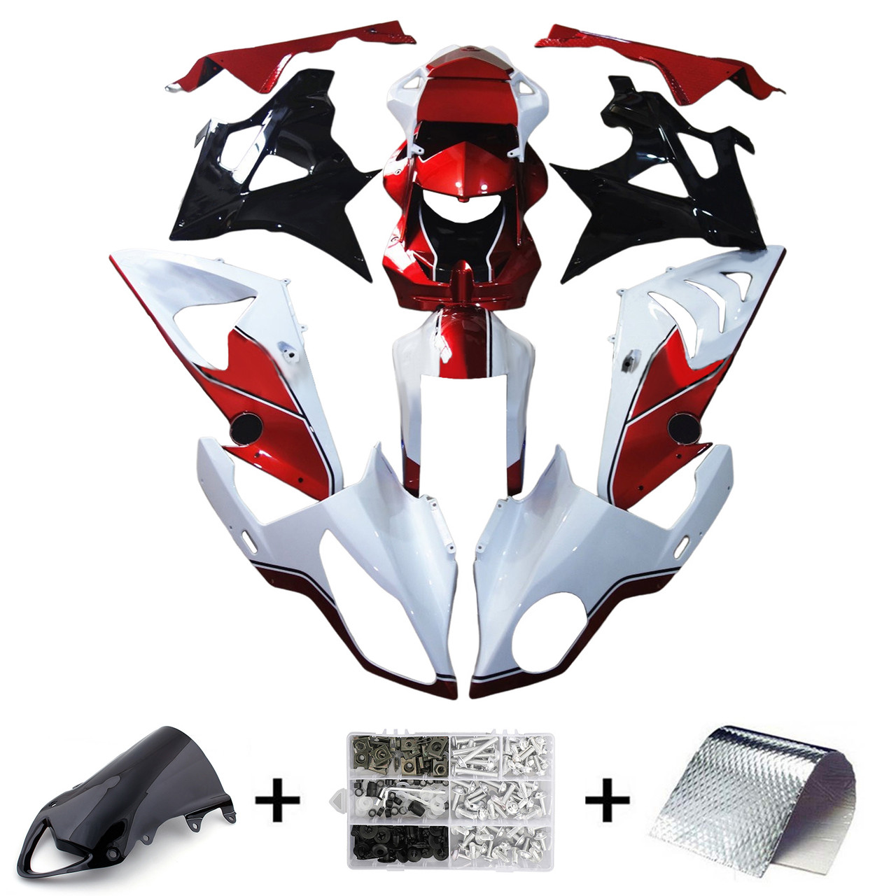 2009-2014 BMW S1000RR Gloosy White Black Red Fairing Kit