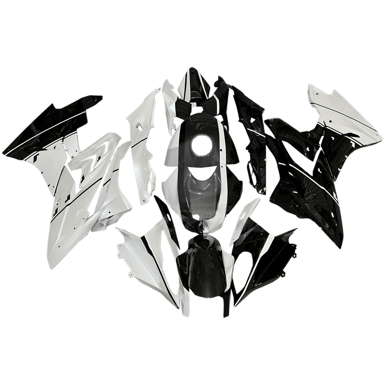2009-2014 BMW S1000RR Carbon Fiber Pattern White Fairing Kit
