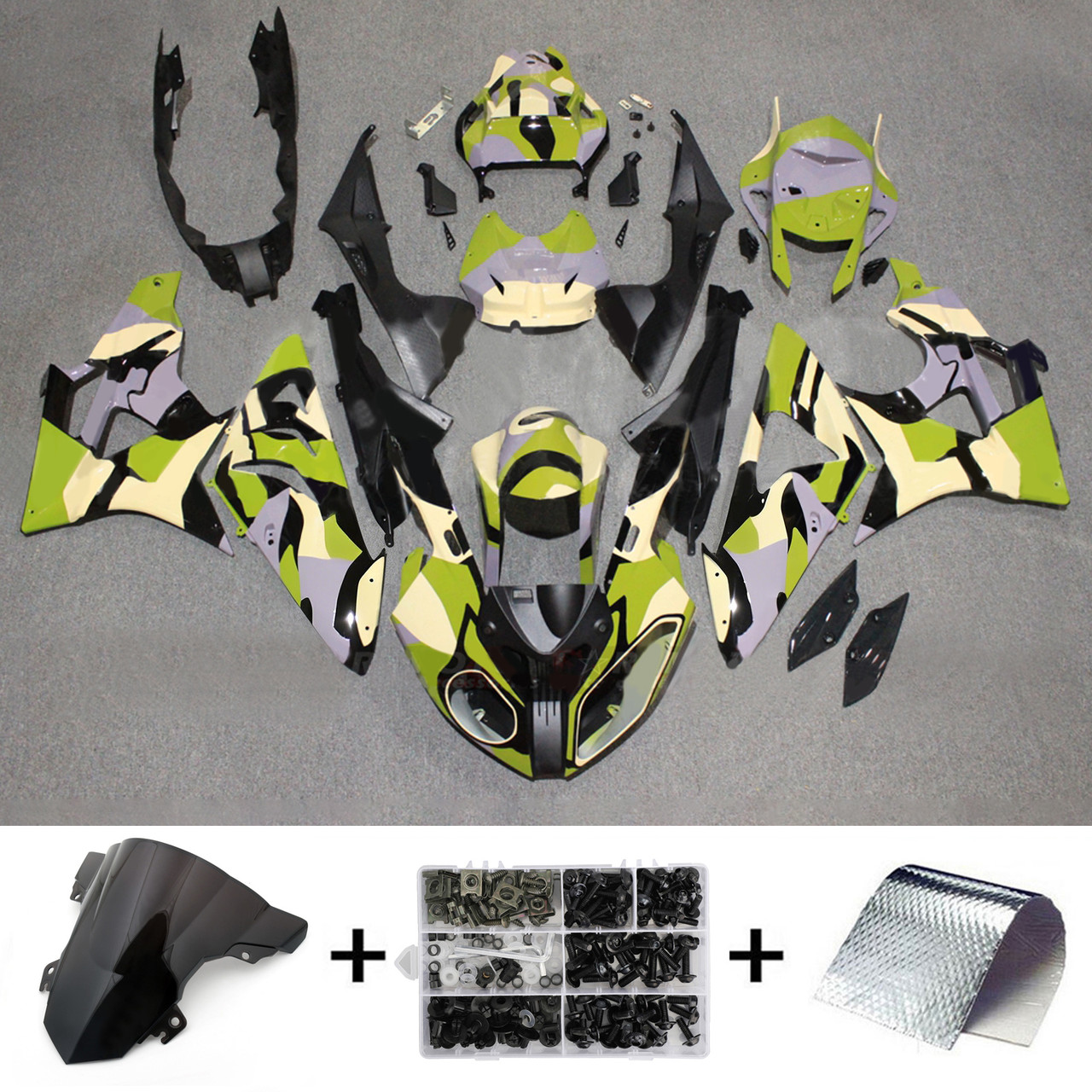 2015-2016 BMW S1000RR Glossy Black Green Yellow Fairing Kit