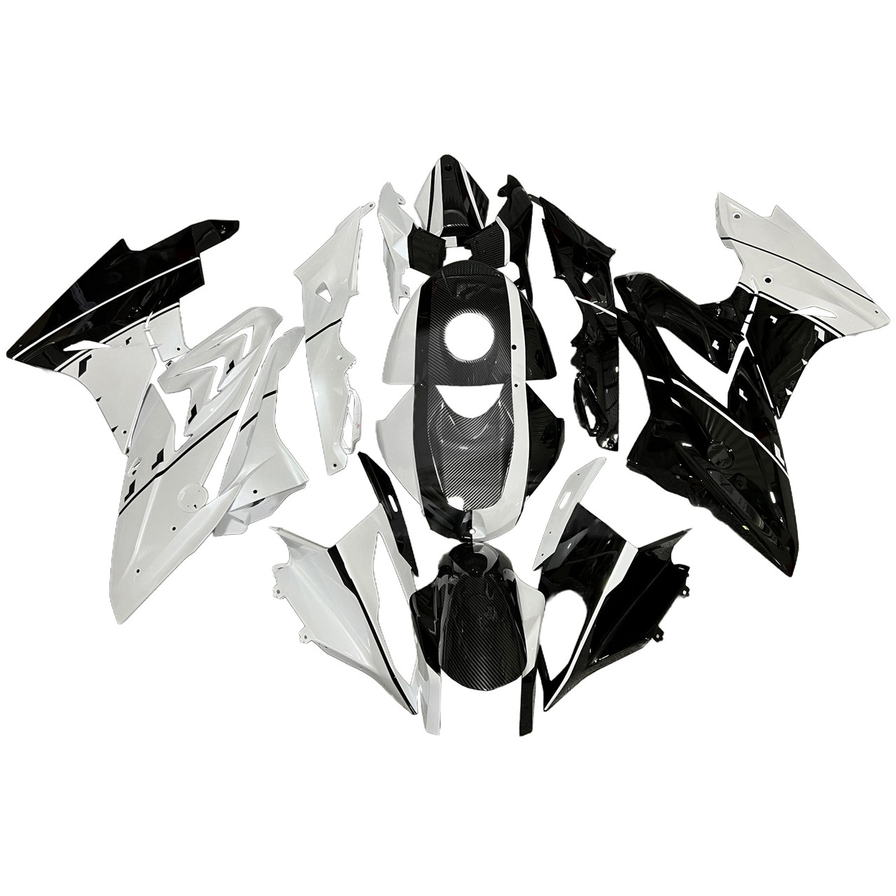 2015-2016 BMW S1000RR Glossy White & Caibon Fiber Patterns Fairing Kit