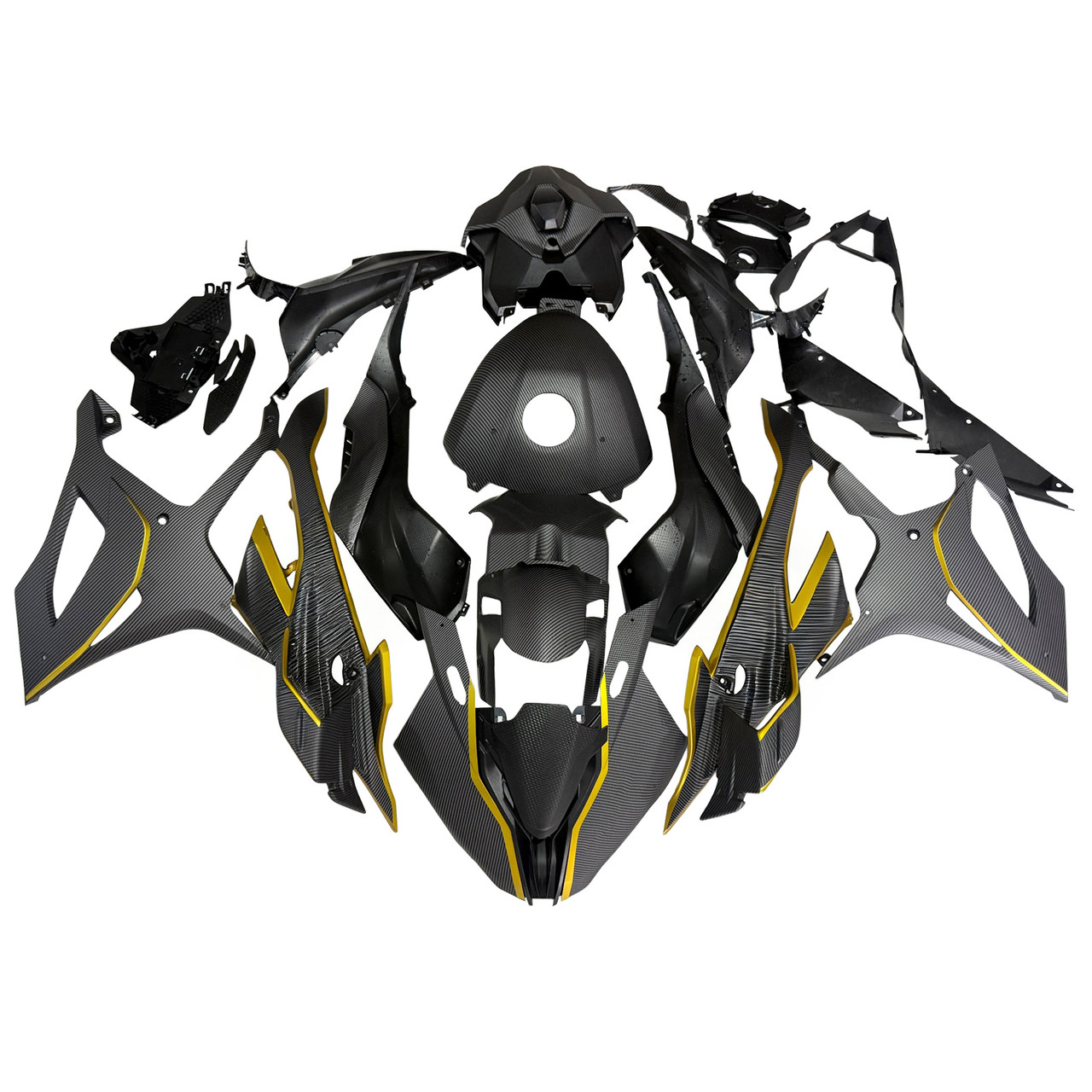 2023-2024 BMW S1000RR Carbon Fiber Pattern Gold Fairing Kit