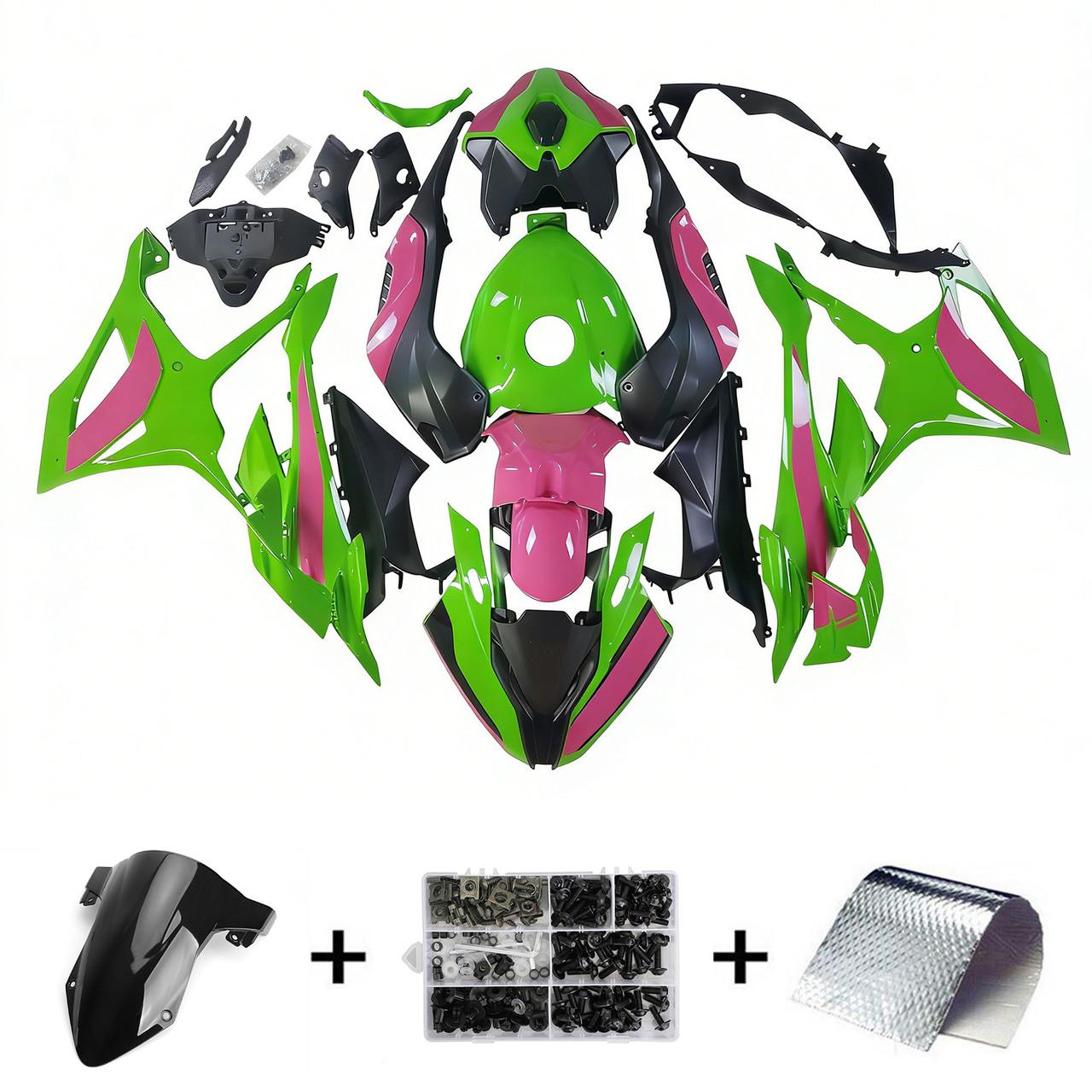 2023-2024 BMW S1000RR Glossy Pink Green Black Fairing Kit