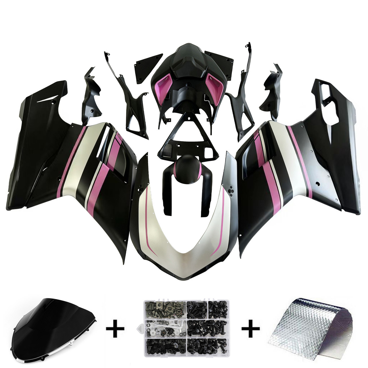 2007-2011 Ducati 1098/1198/848 Black Pink Fairing Kit