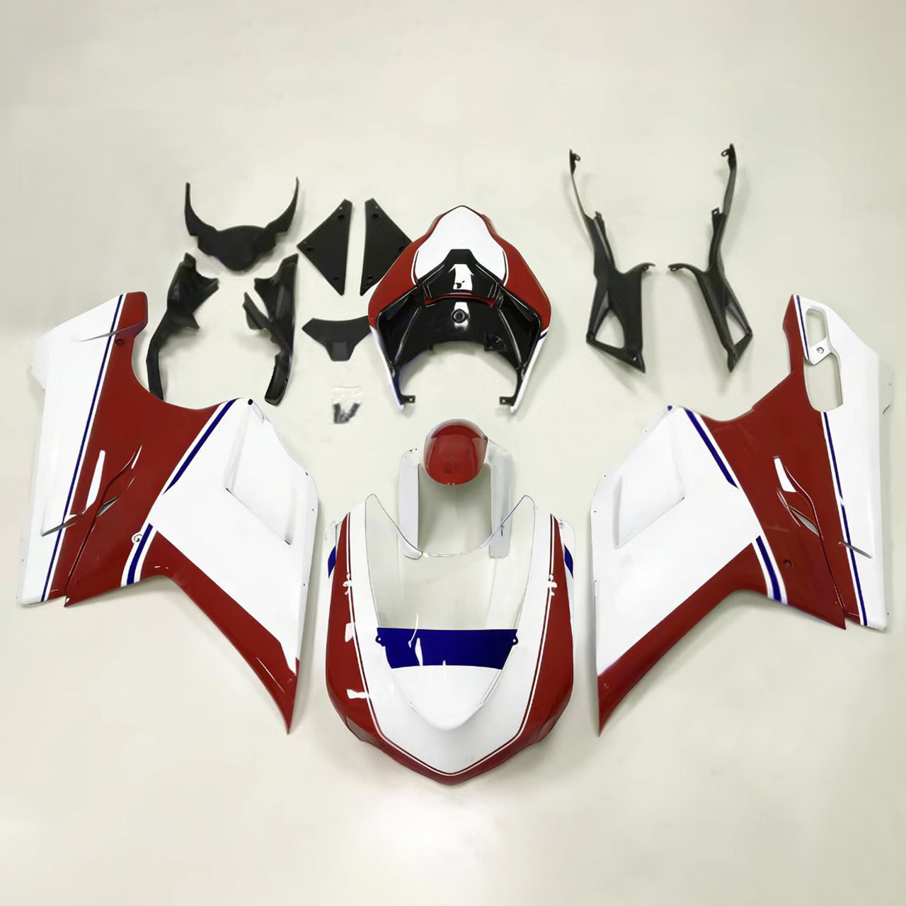 2007-2011 Ducati 1098/1198/848 Glossy Red White Fairing Kit 1