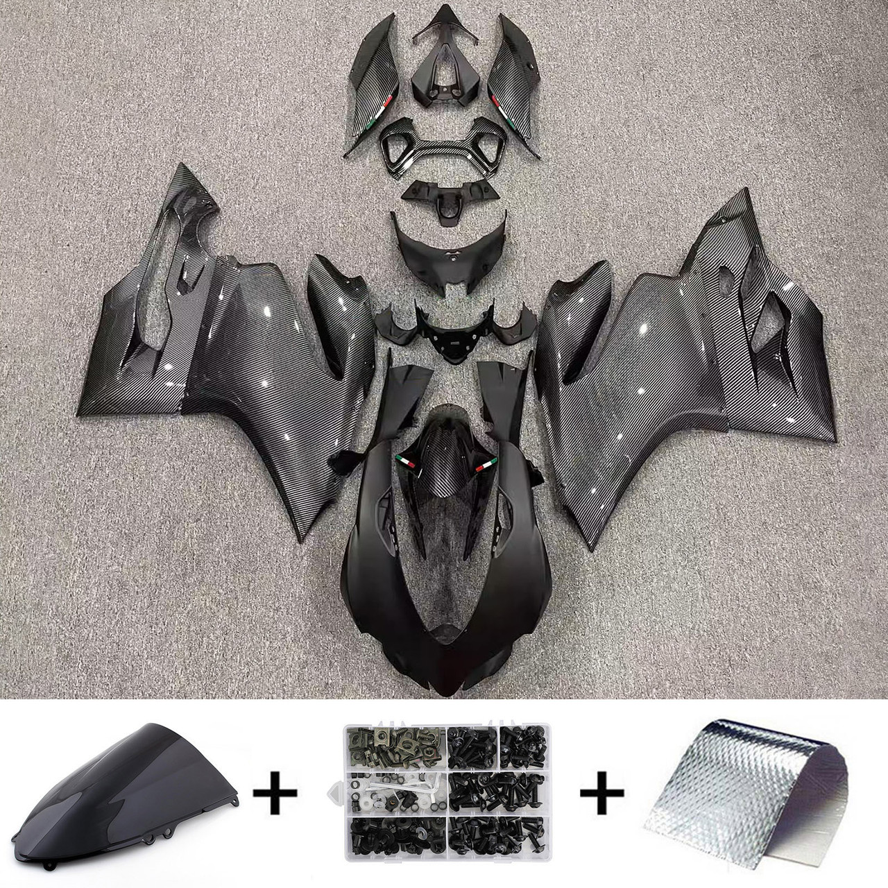 2012-2015 Ducati 1199/899 Carbon Fiber Pattern Gold Fairing Kit