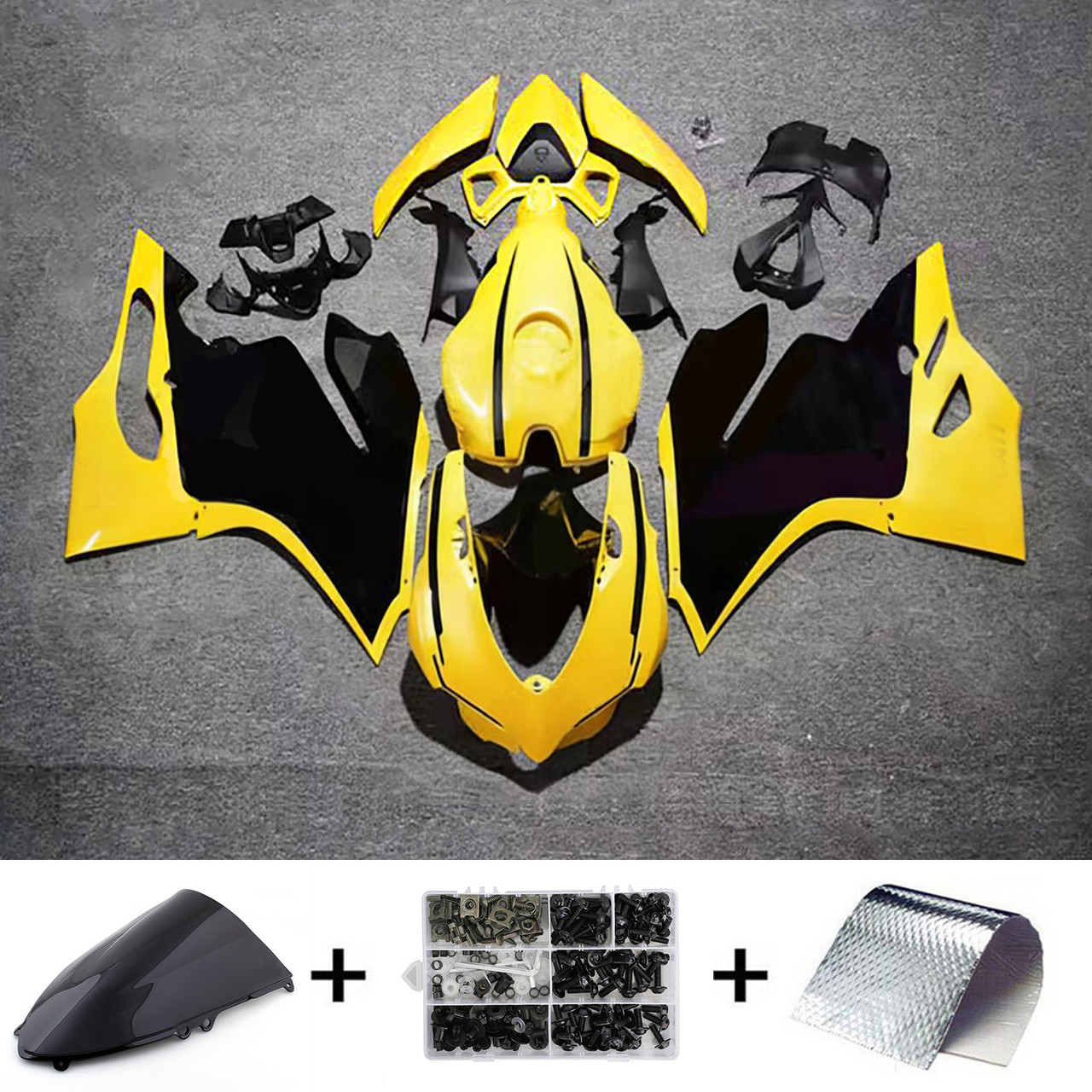 2012-2015 Ducati 1199/899 Glossy Black Yellow Fairing Kit