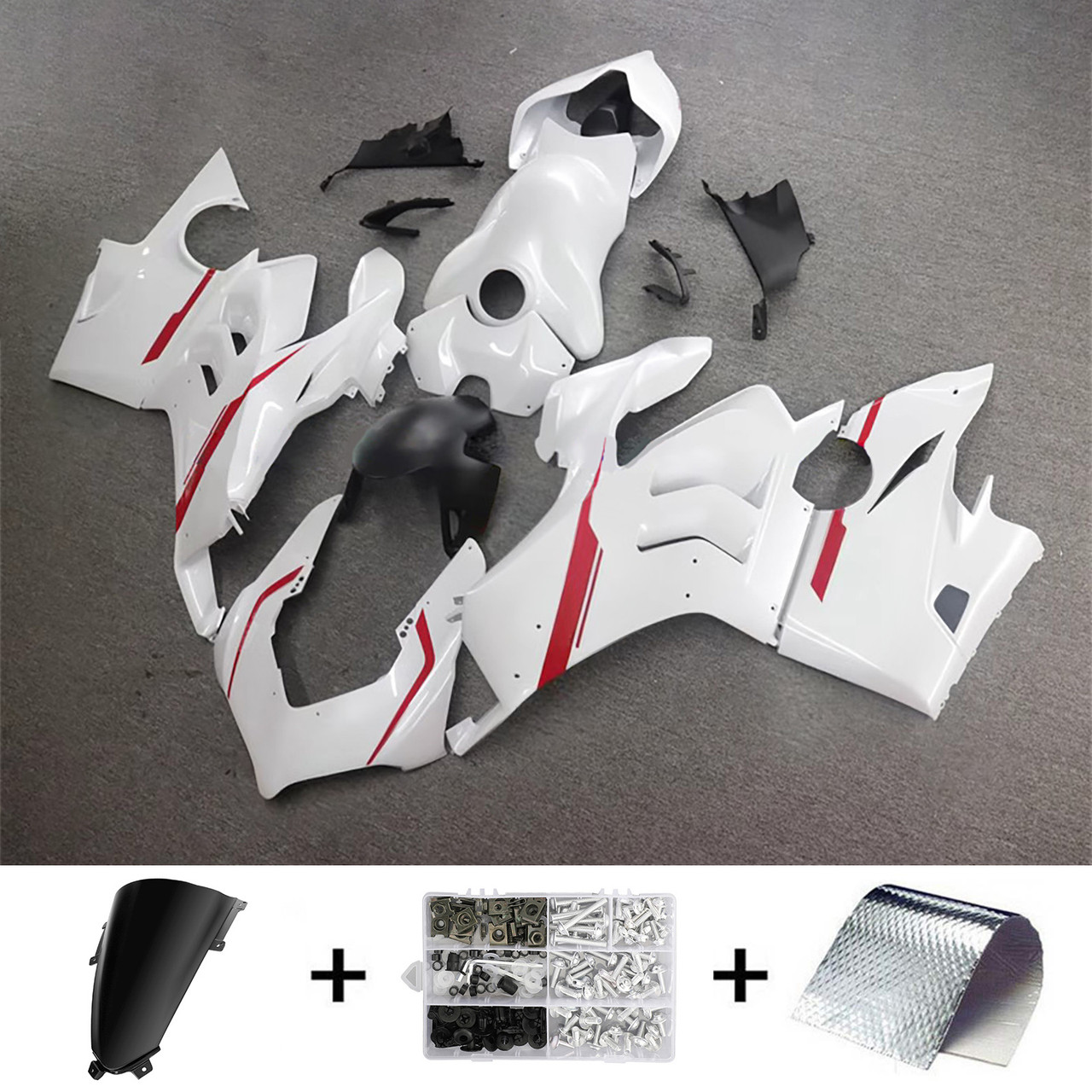 Ducati 20-21 V4/V4S & 21-22 V4SP & 19-22 V4R Glossy White Red Fairing Kit