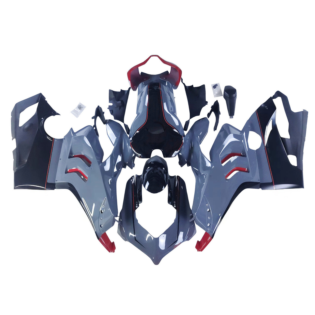 Ducati 20-21 V4/V4S & 21-22 V4SP & 19-22 V4R Glossy Gray Black Fairing Kit