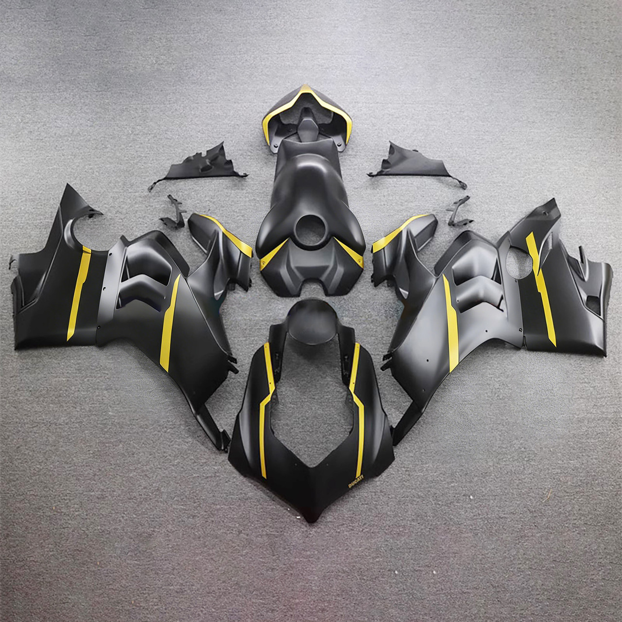 Ducati 20-21 V4/V4S & 21-22 V4SP & 19-22 V4R Matte Black Yellow Fairing Kit
