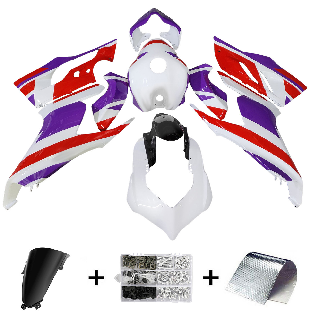 専用ページ2 2020-2024 Ducati V2 Glossy Purple Red White Fairing Kit - Mad Hornets