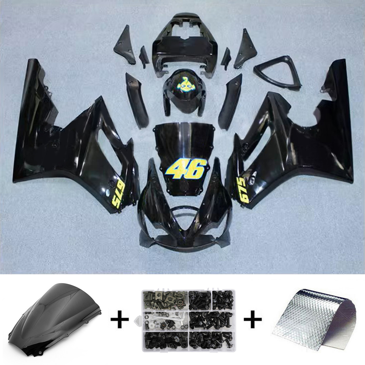 2006-2008 Triumph Daytona 675 Glossy Black Yellow Fairing Kit