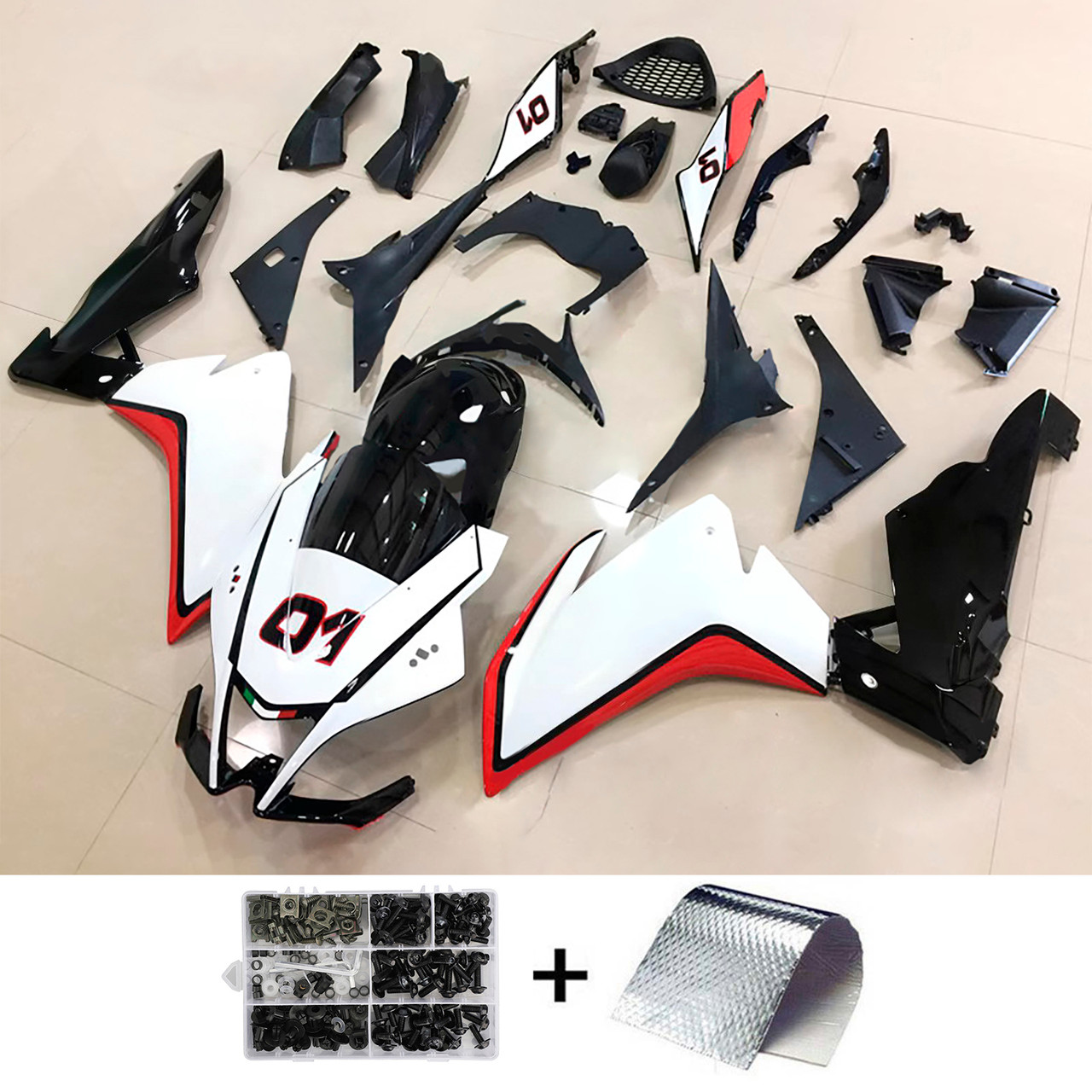 2009-2015 Aprilia RSV4 1000 White Red Black Fairing Kit