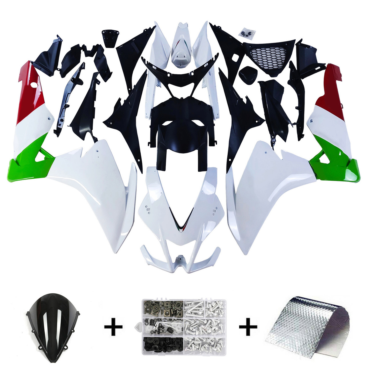 2009-2015 Aprilia RSV4 1000 White Red Green Fairing Kit